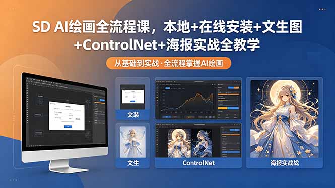 (18453期)SD AI绘画全流程课,本地+在线安装+文生图+ControlNet+海报实战全教学插图 (18453期)SD AI绘画全流程课,本地+在线安装+文生图+ControlNet+海报实战全教学插图