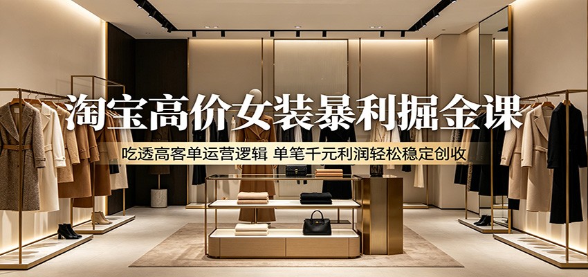 淘宝高价女装暴利掘金课:吃透高客单运营逻辑,单笔千元利润轻松稳定创收插图 淘宝高价女装暴利掘金课:吃透高客单运营逻辑,单笔千元利润轻松稳定创收插图