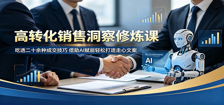 高转化销售洞察修炼课:吃透二十余种成交技巧,借助AI赋能轻松打造走心文案插图 高转化销售洞察修炼课:吃透二十余种成交技巧,借助AI赋能轻松打造走心文案插图