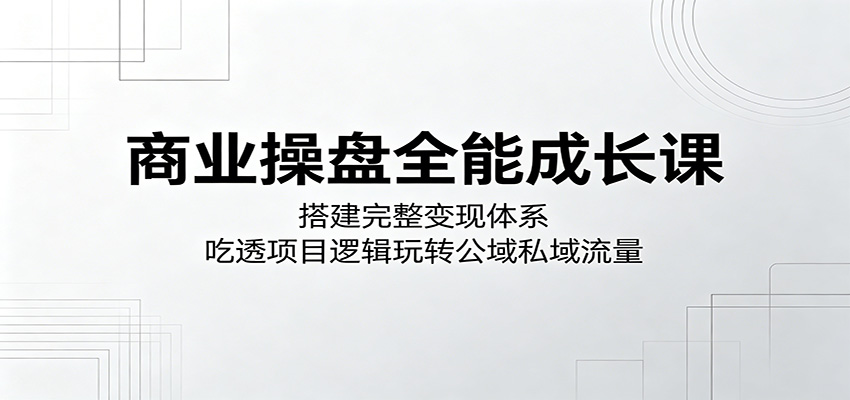 商业操盘全能成长课：搭建完整变现体系，吃透项目逻辑玩转公域私域流量插图
