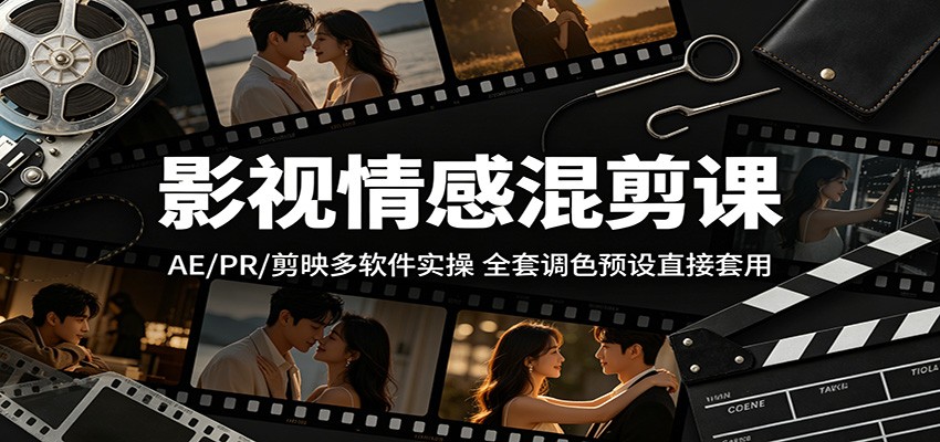 影视情感混剪课：AE/PR/剪映多软件实操，全套调色预设直接套用插图