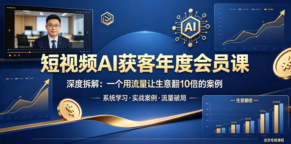 短视频AI获客年度会员课，深度拆解，一个用流量让生意翻10倍的案例插图