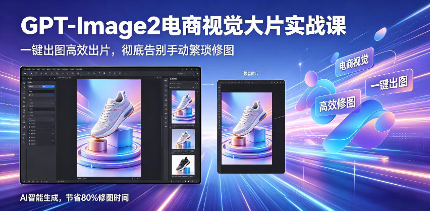 GPT-Image2电商视觉大片实战课，一键出图高效出片，彻底告别手动繁琐修图插图