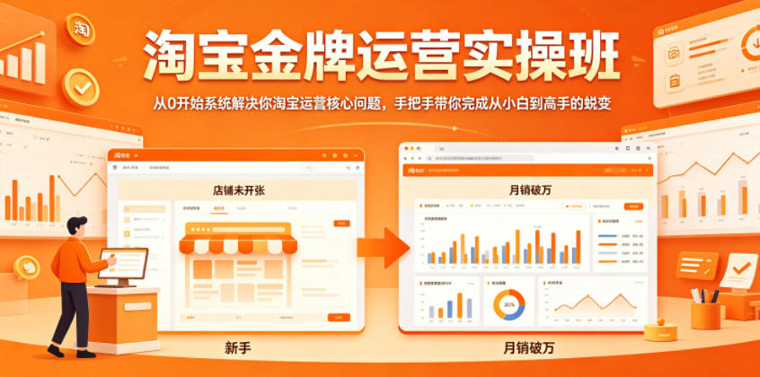 淘宝金牌运营实操班，从0开始系统解决你淘宝运营核心问题，手把手带你完成从小白到高手的蜕变插图