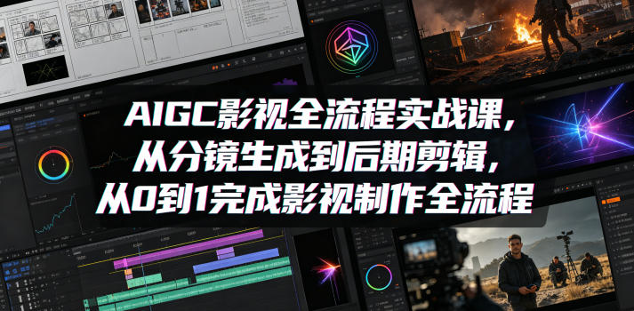 AIGC影视全流程实战课，从分镜生成到后期剪辑，从0到1完成影视制作全流程插图