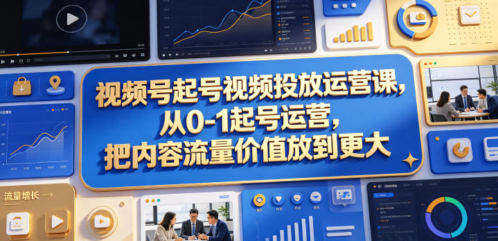 视频号起号视频投放运营课，从0-1起号运营，把内容流量价值放到更大插图