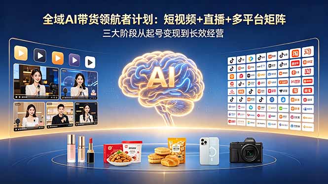 (18593期)全域AI带货领航者计划:短视频+直播+多平台矩阵,三大阶段从起号变现到长效经营插图 (18593期)全域AI带货领航者计划:短视频+直播+多平台矩阵,三大阶段从起号变现到长效经营插图