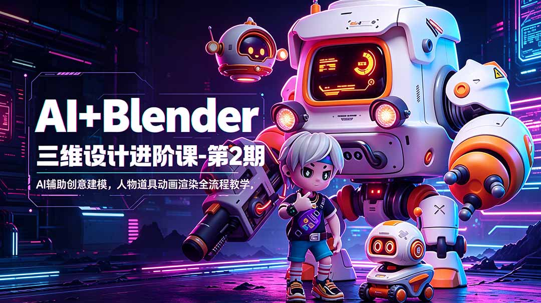 (18586期)AI+Blender三维设计进阶课-第2期:AI辅助创意建模,人物道具动画渲染全流程教学插图 (18586期)AI+Blender三维设计进阶课-第2期:AI辅助创意建模,人物道具动画渲染全流程教学插图