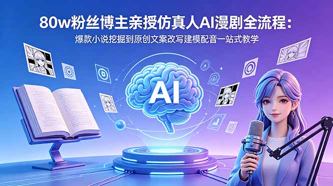 (18581期)80w粉丝博主亲授仿真人AI漫剧全流程:爆款小说挖掘到原创文案改写建模配音一站式教学插图 (18581期)80w粉丝博主亲授仿真人AI漫剧全流程:爆款小说挖掘到原创文案改写建模配音一站式教学插图