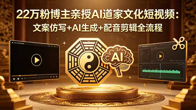 (18580期)22万粉博主亲授AI道家文化短视频:文案仿写+AI生成+配音剪辑全流程插图 (18580期)22万粉博主亲授AI道家文化短视频:文案仿写+AI生成+配音剪辑全流程插图