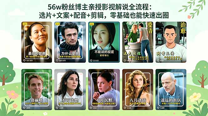 (18579期)56万粉丝博主亲授影视解说全流程:选片+文案+配音+剪辑,零基础也能快速出圈插图 (18579期)56万粉丝博主亲授影视解说全流程:选片+文案+配音+剪辑,零基础也能快速出圈插图