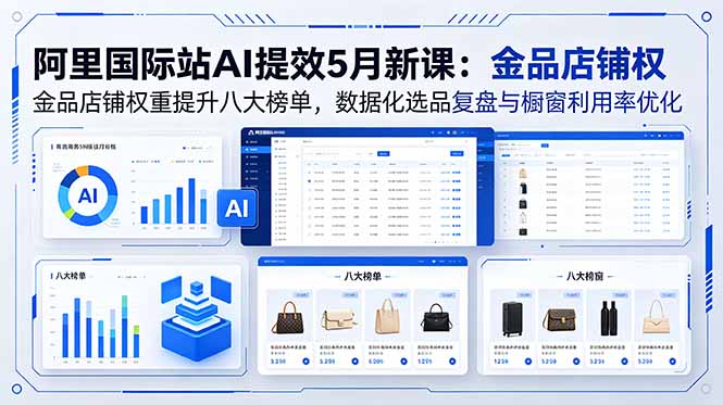 (18556期)阿里国际站AI提效5月新课:金品店铺权重提升八大榜单,数据化选品复盘与橱窗利用率优化插图 (18556期)阿里国际站AI提效5月新课:金品店铺权重提升八大榜单,数据化选品复盘与橱窗利用率优化插图