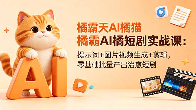 (18542期)橘霸天AI橘猫短剧实战课:提示词+图片视频生成+剪辑,零基础批量产出治愈短剧插图 (18542期)橘霸天AI橘猫短剧实战课:提示词+图片视频生成+剪辑,零基础批量产出治愈短剧插图