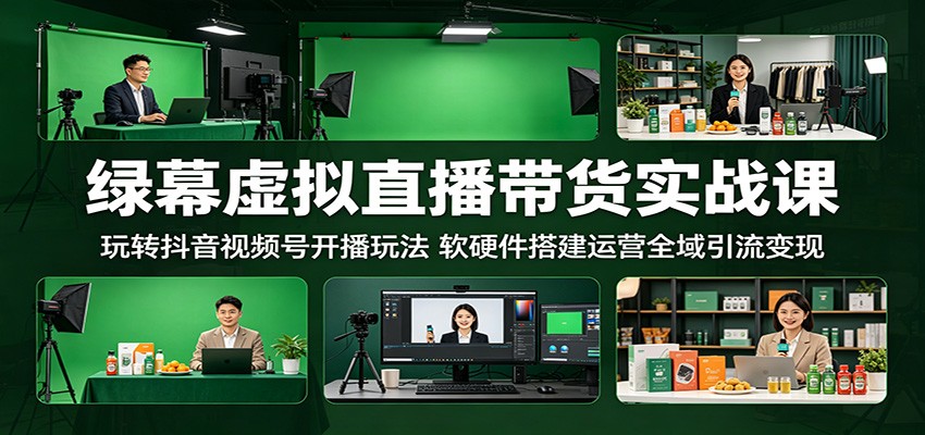 绿幕虚拟直播带货实战课:玩转抖音视频号开播玩法,软硬件搭建运营全域引流变现插图 绿幕虚拟直播带货实战课:玩转抖音视频号开播玩法,软硬件搭建运营全域引流变现插图