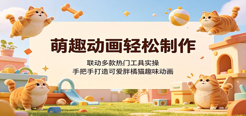 萌趣动画轻松制作，联动多款热门工具实操，手把手打造可爱胖橘猫趣味动画插图