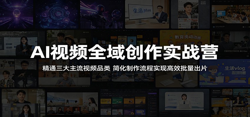 AI视频全域创作实战营:精通三大主流视频品类,简化制作流程实现高效批量出片插图 AI视频全域创作实战营:精通三大主流视频品类,简化制作流程实现高效批量出片插图