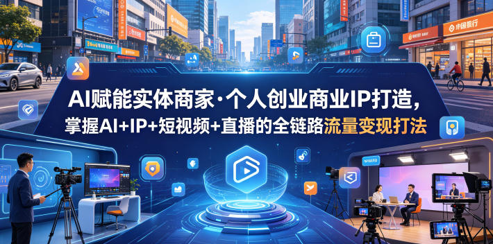 AI赋能实体商家·个人创业商业IP打造，掌握AI+IP+短视频+直播的全链路流量变现打法插图