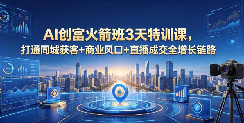 AI创富火箭班3天特训课，打通同城获客+商业风口+直播成交全增长链路，2026年4月新课插图