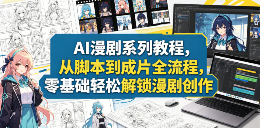 AI漫剧系列教程，从脚本到成片全流程，零基础轻松解锁漫剧创作插图