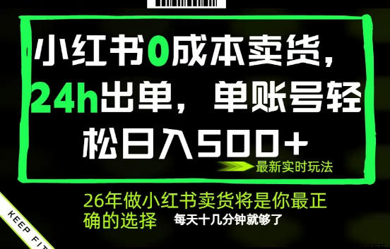 小红书0成本AI卖货，24小时出单，全流程托管，保底日入500+，每天十几分钟就够了插图