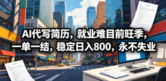 AI代写简历，就业难目前旺季，一单一结，稳定日入800，永不失业插图