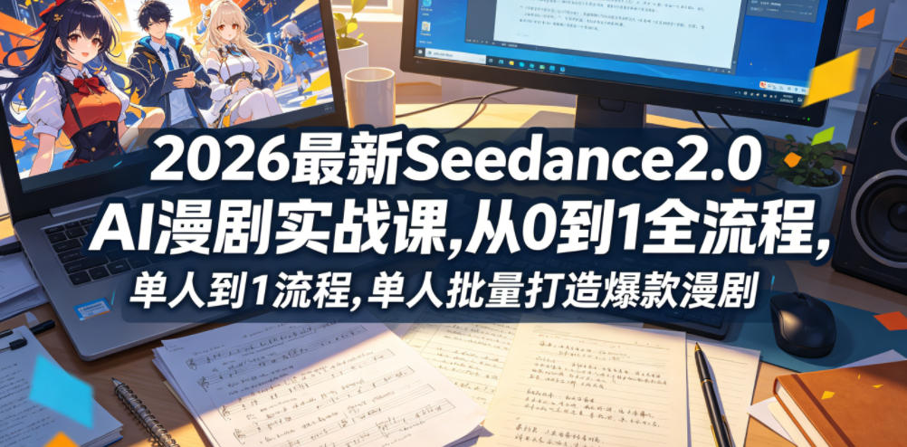2026最新Seedance2.0 AI漫剧实战课,，从0到1全流程，单人批量打造爆款漫剧插图