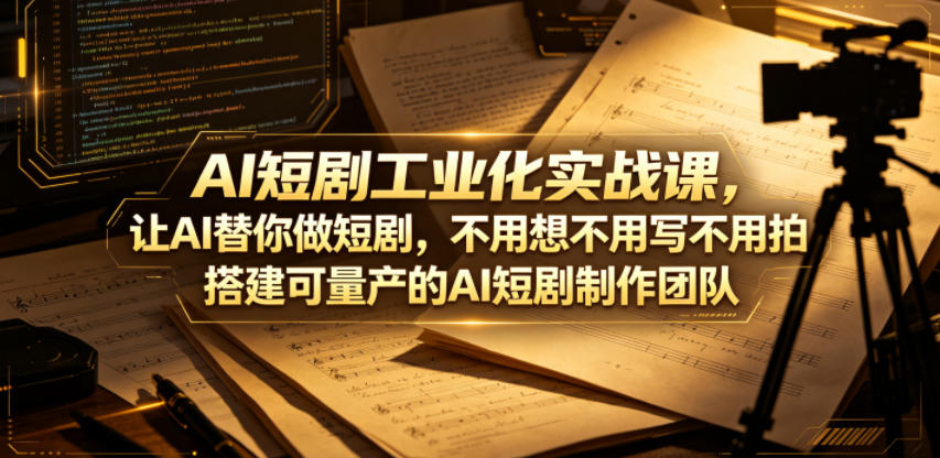 AI短剧工业化实战课，让AI替你做短剧，不用想不用写不用拍，搭建可量产的AI短剧制作团队插图