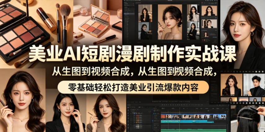 美业AI短剧漫剧制作实战课，从生图到视频合成，零基础轻松打造美业引流爆款内容插图