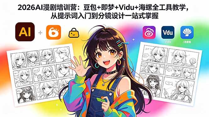 (18607期)2026AI漫剧培训营:豆包+即梦+Vidu+海螺全工具教学,从提示词入门到分镜设计一站式掌握插图 (18607期)2026AI漫剧培训营:豆包+即梦+Vidu+海螺全工具教学,从提示词入门到分镜设计一站式掌握插图