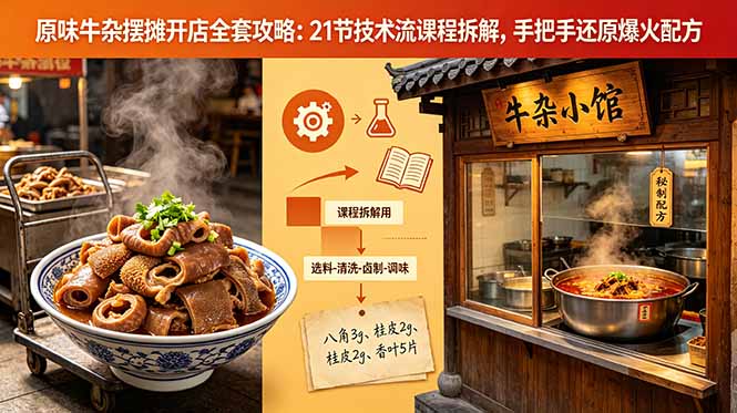 (18601期)原味牛杂摆摊开店全套攻略:21节技术流课程拆解,手把手还原爆火配方插图 (18601期)原味牛杂摆摊开店全套攻略:21节技术流课程拆解,手把手还原爆火配方插图