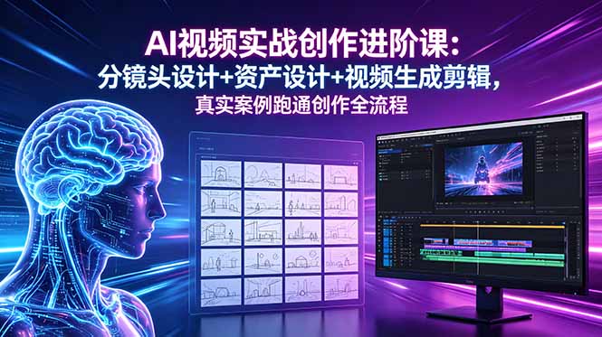 (18596期)AI视频实战创作进阶课:分镜头设计+资产设计+视频生成剪辑,真实案例跑通创作全流程插图 (18596期)AI视频实战创作进阶课:分镜头设计+资产设计+视频生成剪辑,真实案例跑通创作全流程插图