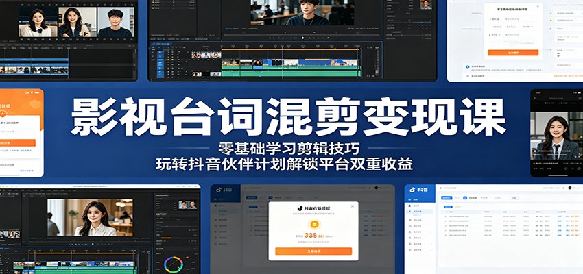 影视台词混剪变现课:零基础学习剪辑技巧,玩转抖音伙伴计划解锁平台双重收益插图 影视台词混剪变现课:零基础学习剪辑技巧,玩转抖音伙伴计划解锁平台双重收益插图