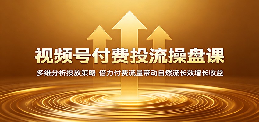 视频号付费投流操盘课:多维分析投放策略,借力付费流量带动自然流长效增长收益插图 视频号付费投流操盘课:多维分析投放策略,借力付费流量带动自然流长效增长收益插图