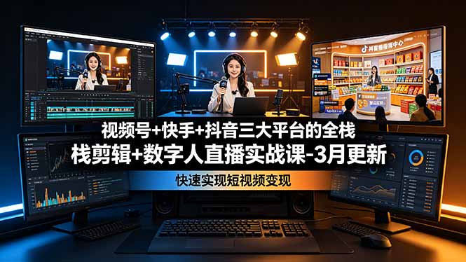(19146期)视频号+快手+抖音三大平台的全栈剪辑+数字人直播实战课-3月更新:快速实现短视频变现插图 (19146期)视频号+快手+抖音三大平台的全栈剪辑+数字人直播实战课-3月更新:快速实现短视频变现插图