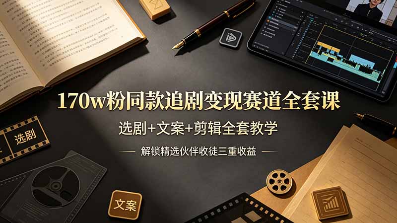 (19142期)170w粉博主同款追剧变现赛道全套课-更新,选剧+文案+剪辑全套教学,解锁精选伙伴收徒三重收益插图 (19142期)170w粉博主同款追剧变现赛道全套课-更新,选剧+文案+剪辑全套教学,解锁精选伙伴收徒三重收益插图