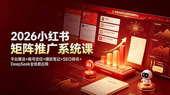 (19129期)2026小红书矩阵推广系统课:平台算法+账号定位+爆款笔记+SEO排名+DeepSeek全场景应用插图 (19129期)2026小红书矩阵推广系统课:平台算法+账号定位+爆款笔记+SEO排名+DeepSeek全场景应用插图