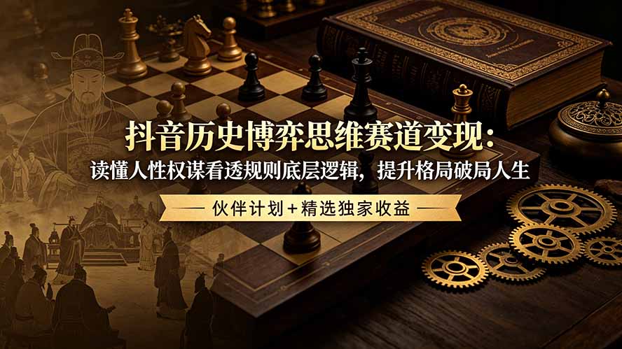 （19116期）抖音历史博弈思维赛道变现：读懂人性权谋看透规则底层逻辑，提升格局破局人生，伙伴计划+精选独家收益插图