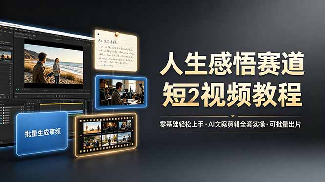 (19115期)人生感悟赛道短视频教程,零基础轻松上手,AI文案剪辑全套实操可批量出片插图 (19115期)人生感悟赛道短视频教程,零基础轻松上手,AI文案剪辑全套实操可批量出片插图