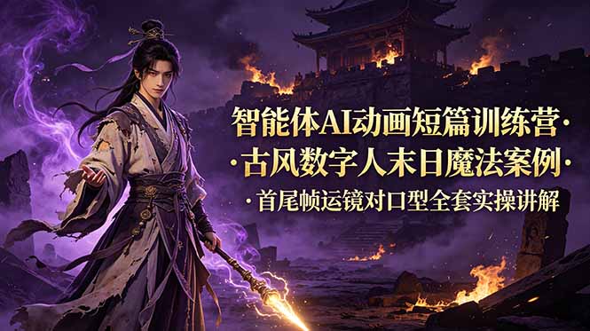 (19114期)智能体AI动画短篇训练营-更新,古风数字人末日魔法案例,首尾帧运镜对口型全套实操讲解插图 (19114期)智能体AI动画短篇训练营-更新,古风数字人末日魔法案例,首尾帧运镜对口型全套实操讲解插图