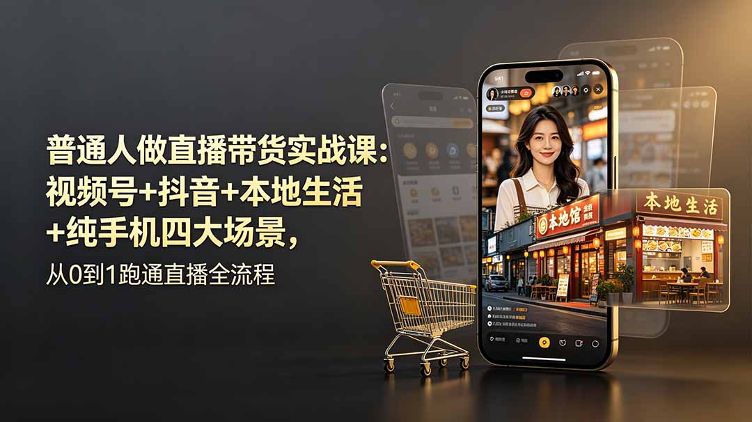 (19111期)普通人做直播带货实战课:视频号+抖音+本地生活+纯手机四大场景,从0到1跑通直播全流程插图 (19111期)普通人做直播带货实战课:视频号+抖音+本地生活+纯手机四大场景,从0到1跑通直播全流程插图