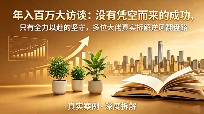 (19099期)年入百万大访谈-更新:没有凭空而来的成功,只有全力以赴的坚守,多位大佬真实拆解逆风翻盘路插图 (19099期)年入百万大访谈-更新:没有凭空而来的成功,只有全力以赴的坚守,多位大佬真实拆解逆风翻盘路插图