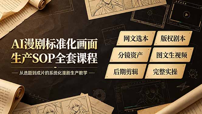(19199期)AI漫剧标准化画面生产SOP全套课程,网文选本版权剧本分镜资产全覆盖,图文生视频后期剪辑完整实操教学插图 (19199期)AI漫剧标准化画面生产SOP全套课程,网文选本版权剧本分镜资产全覆盖,图文生视频后期剪辑完整实操教学插图