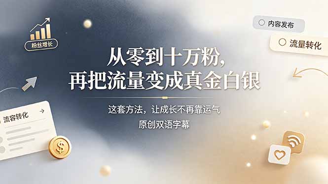(19198期)从零到十万粉,再把流量变成真金白银——这套方法,让成长不再靠运气【原创双语字幕】插图 (19198期)从零到十万粉,再把流量变成真金白银——这套方法,让成长不再靠运气【原创双语字幕】插图