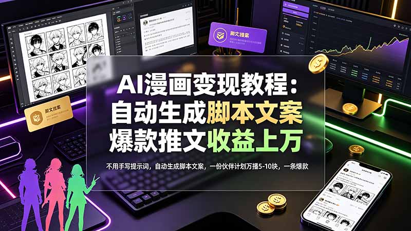 (19170期)AI漫画变现教程:不用手写提示词,自动生成脚本文案,一份伙伴计划万播5-10块,一条爆款推文收益上万插图 (19170期)AI漫画变现教程:不用手写提示词,自动生成脚本文案,一份伙伴计划万播5-10块,一条爆款推文收益上万插图