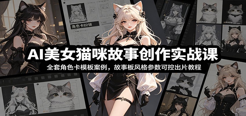 AI美女猫咪故事创作实战课：全套角色卡模板案例，故事板风格参数可控出片教程插图