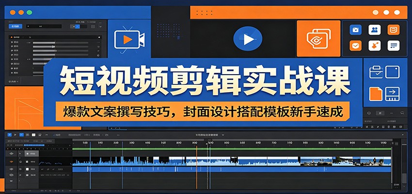 短视频剪辑实战课：爆款文案撰写技巧，封面设计搭配模板新手速成插图