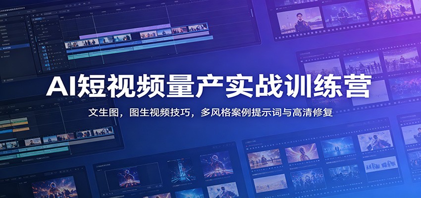 AI短视频量产实战训练营：文生图，图生视频技巧，多风格案例提示词与高清修复插图