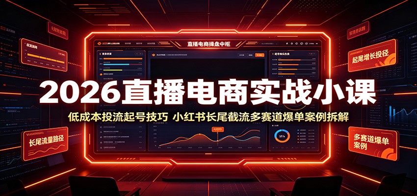 2026直播电商实战小课:低成本投流起号技巧,小红书长尾截流多赛道爆单案例拆解插图 2026直播电商实战小课:低成本投流起号技巧,小红书长尾截流多赛道爆单案例拆解插图