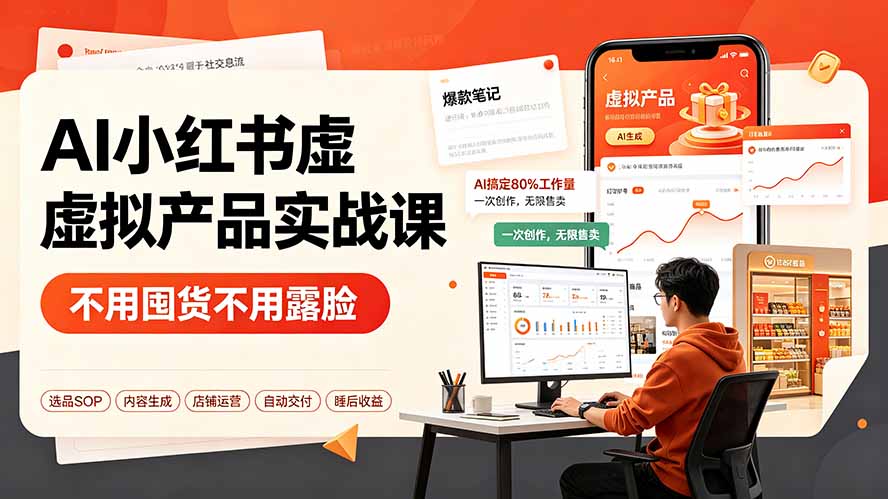 （19314期）AI小红书虚拟产品实战课-更新：不用囤货不用露脸，AI搞定80%工作量，一次创作无限售卖睡后收益插图