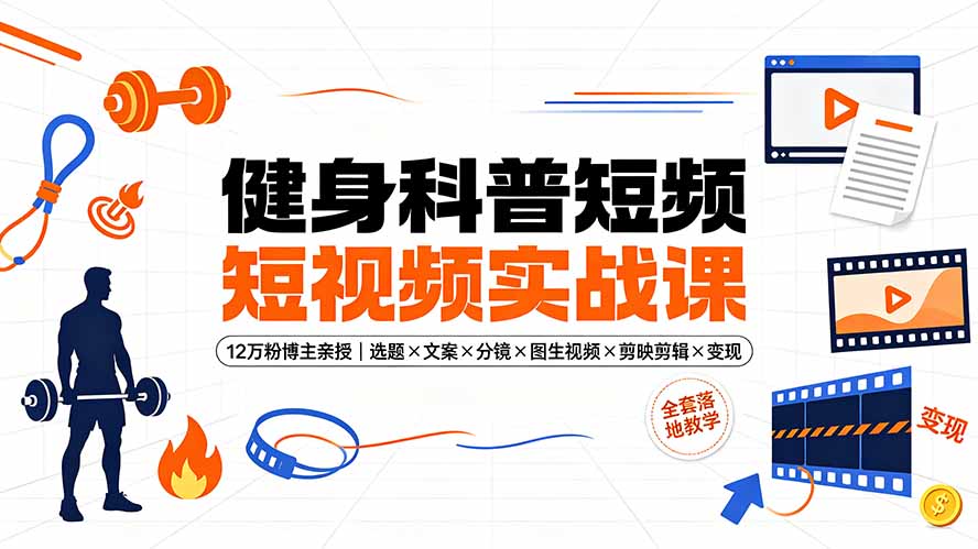 （19312期）健身科普短视频实战课-12万粉博主亲授｜选题×文案×分镜×图生视频×剪映剪辑×变现，全套落地教学插图